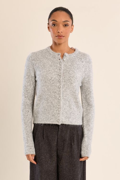 Cardigan boutonné, uni