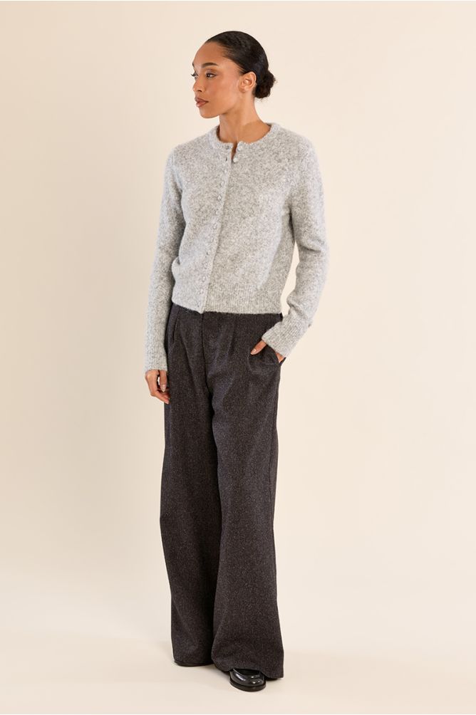 Cardigan boutonné, uni