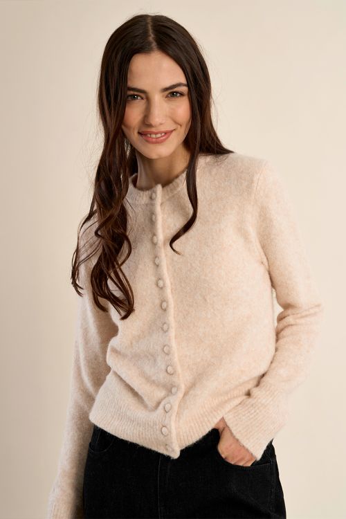 Cardigan boutonné, uni
