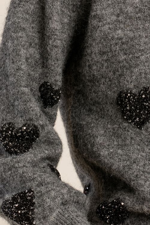 Pull manches ballon, motif cœur