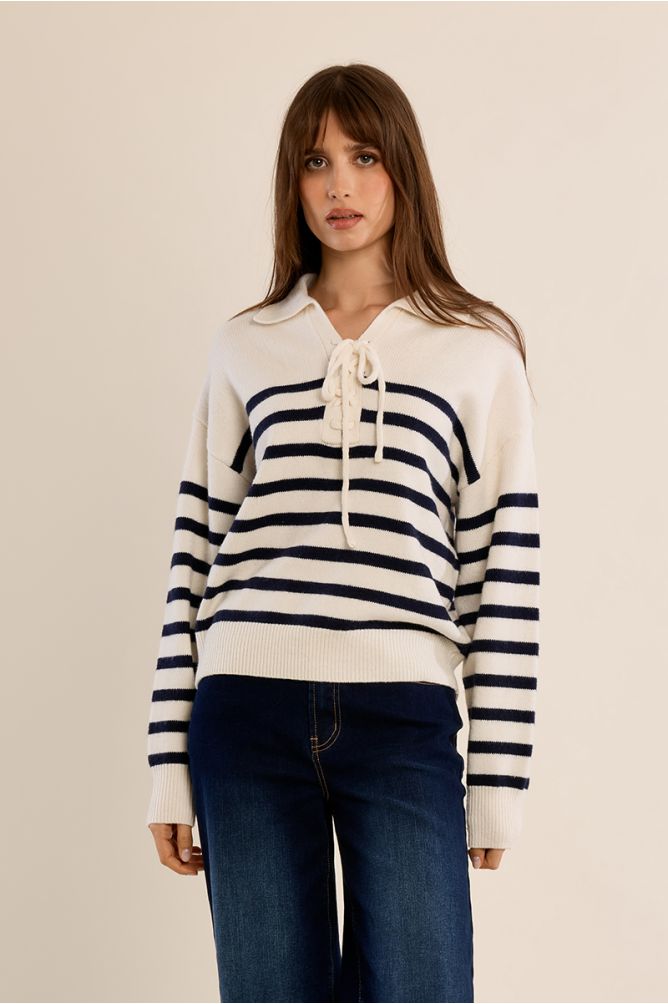 Striped sweater to tie