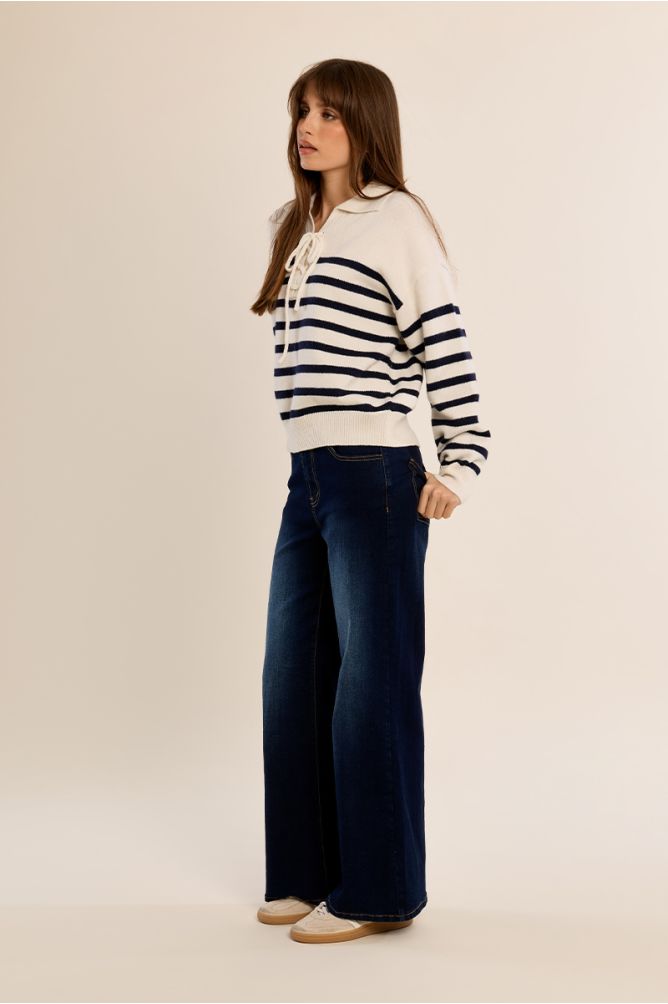 Striped sweater to tie