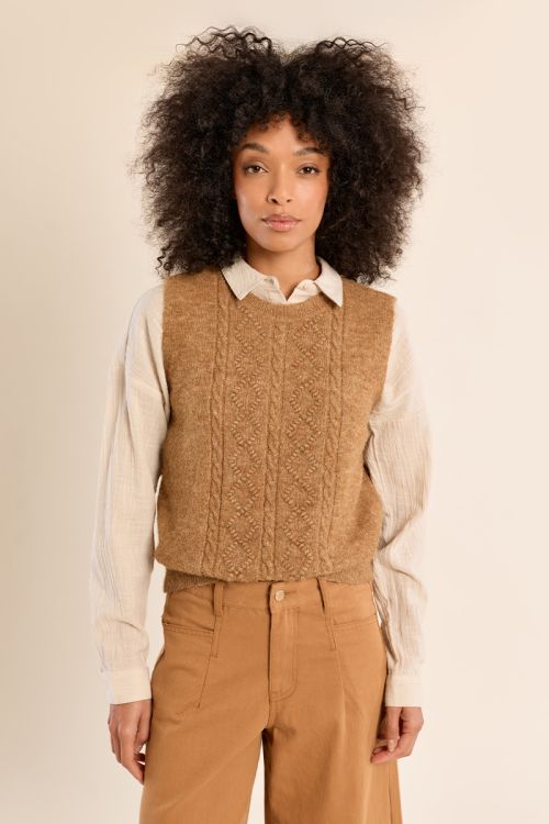 Pull sans manches col rond