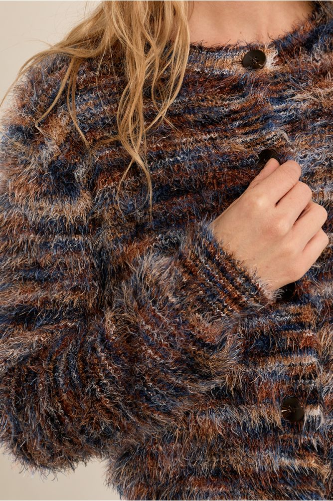 Brushed knit cardigan