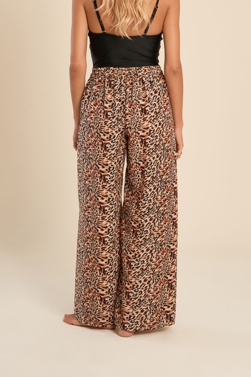 Pantalon large imprimé et ceinture à nouer