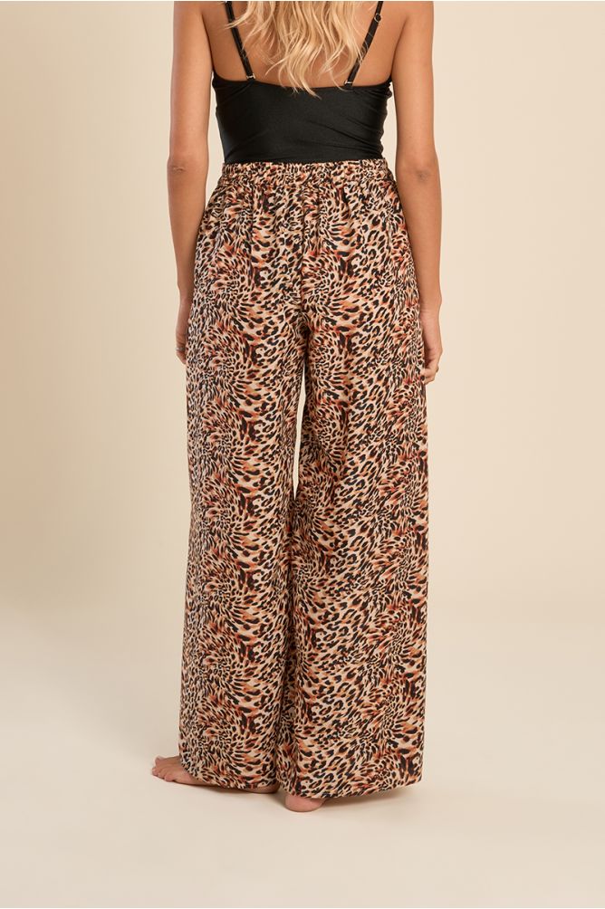 Pantalon large imprimé et ceinture à nouer