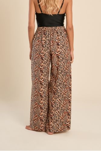 Pantalon large imprimé et ceinture à nouer