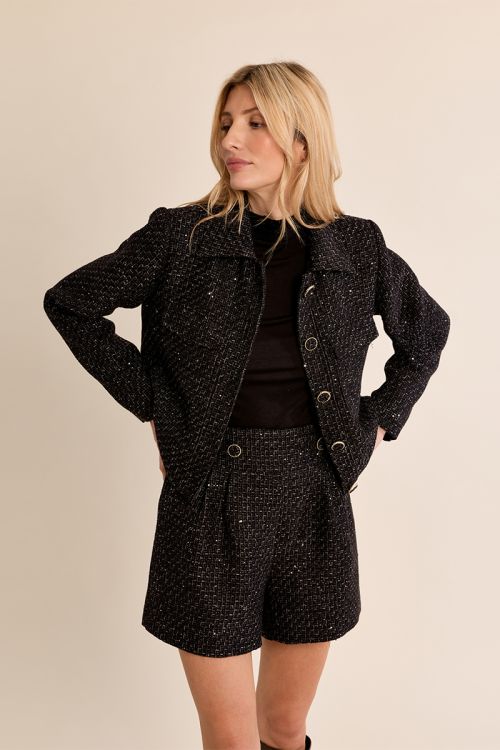 Chaqueta corta en tejido tweed