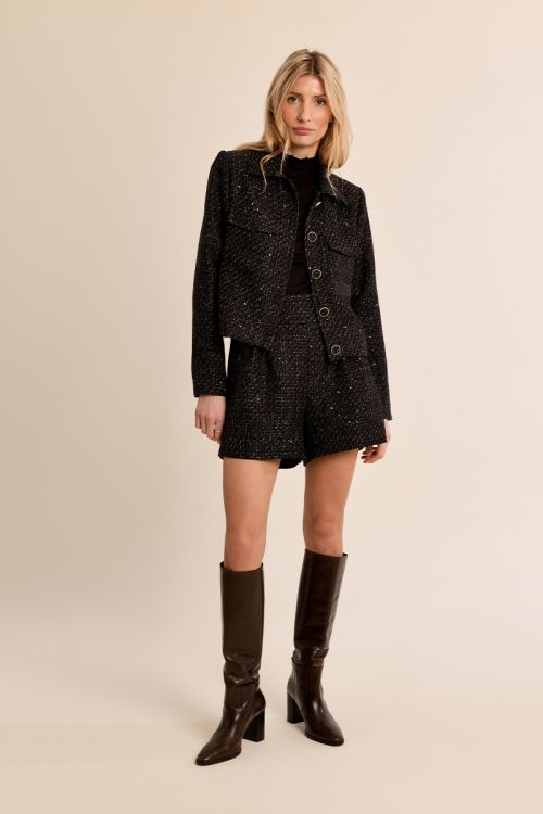 Chaqueta corta en tejido tweed
