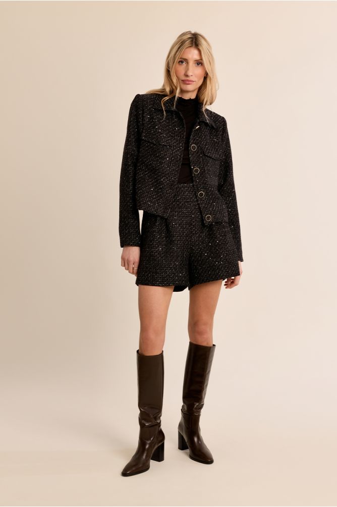 Chaqueta corta en tejido tweed