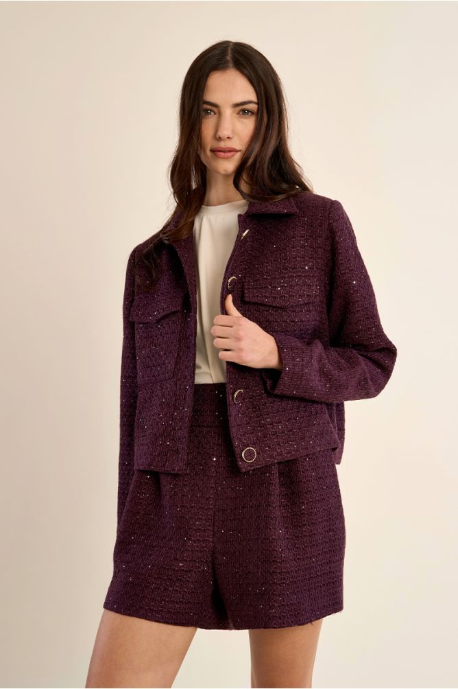 Chaqueta corta en tejido tweed