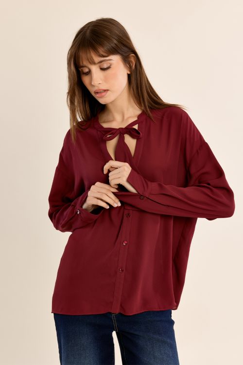 Blouse fluide col lavallière