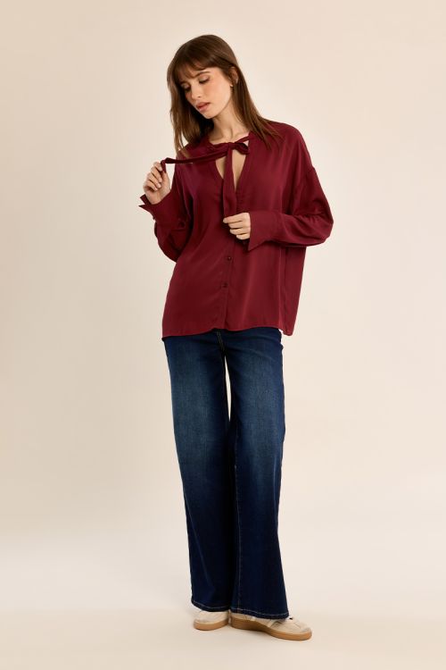Blouse fluide col lavallière