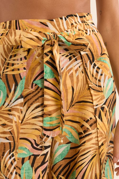 Pantalon large imprimé et ceinture à nouer