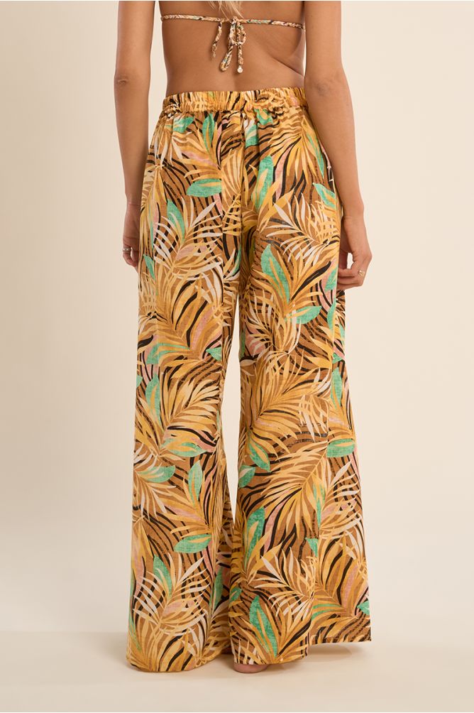 Pantalon large imprimé et ceinture à nouer