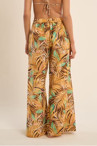 Pantalon large imprimé et ceinture à nouer