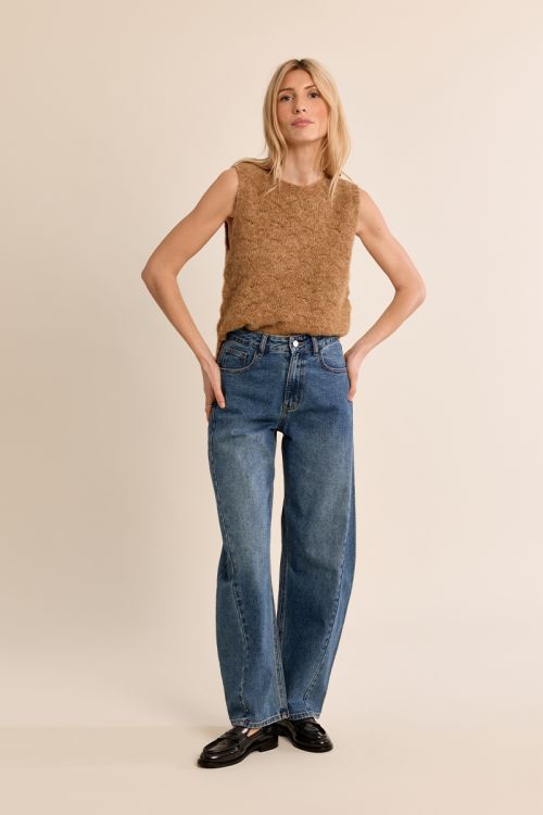 Straight sweater in openwork knit