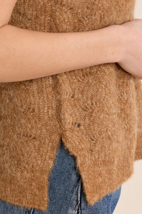 Straight sweater in openwork knit