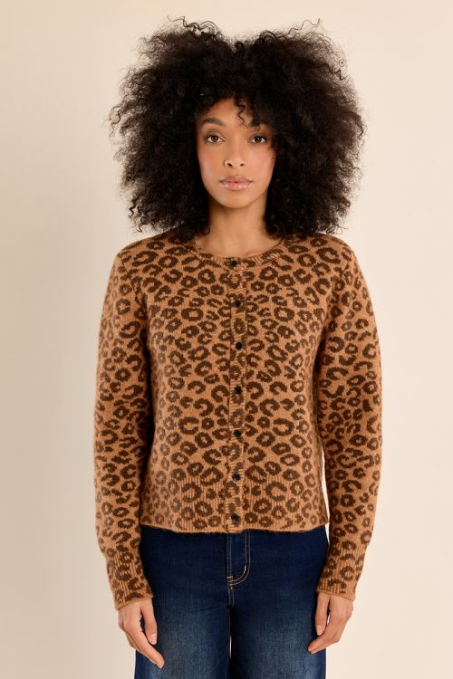 Cardigan boutonné, léopard