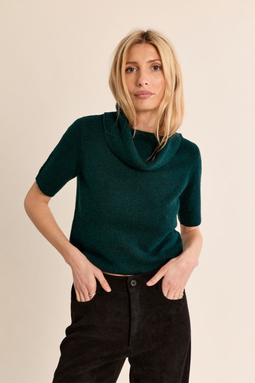 Pull manches courtes, col boule