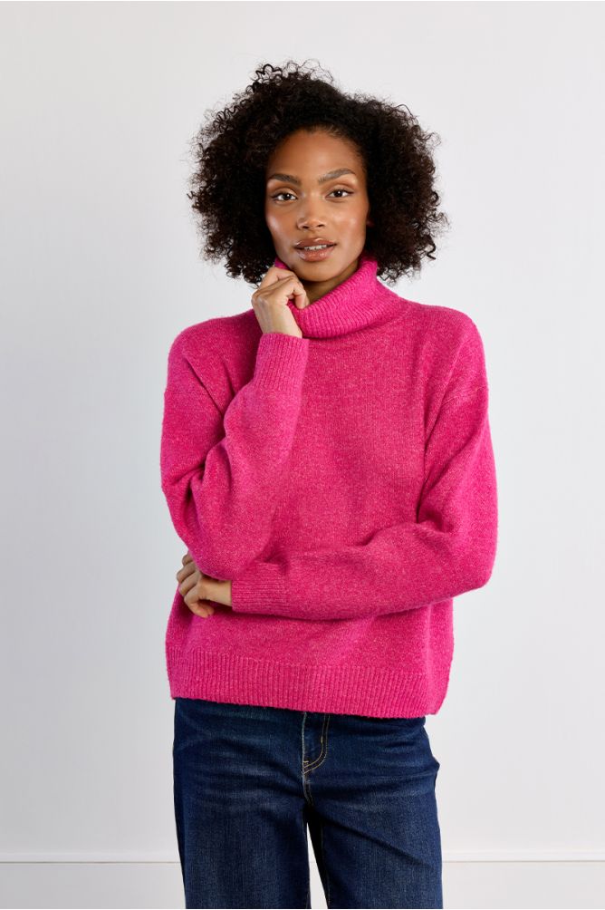 Pull col roulé uni