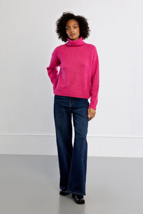 Pull col roulé uni