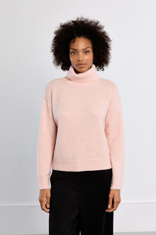 Pull col roulé uni
