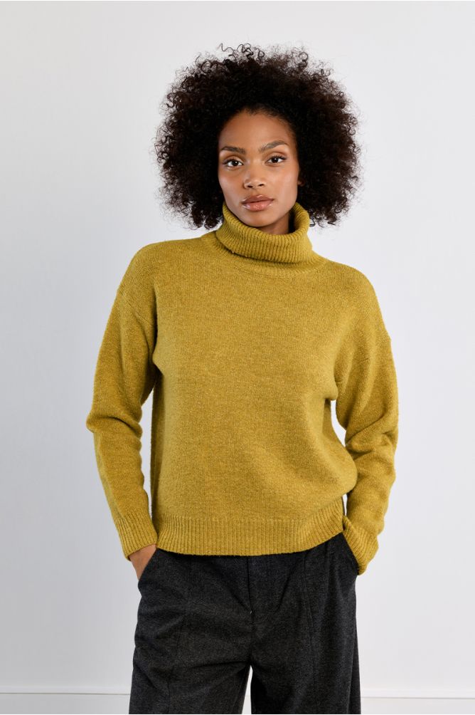 Pull col roulé uni