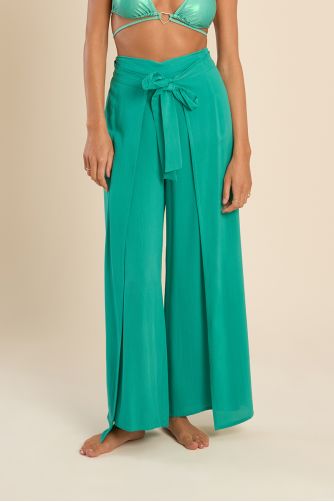 Pantalon large ceinture à nouer