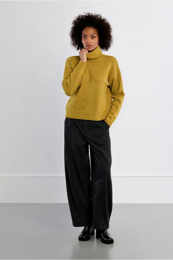 Pull col roulé uni