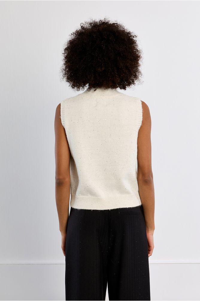 Pull sans manches en maille torsadée