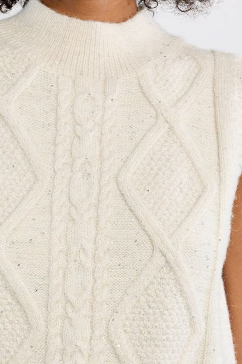 Pull sans manches en maille torsadée