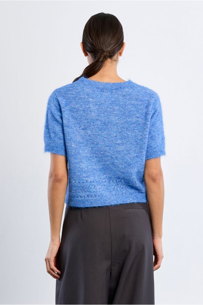 Pull en maille manches courtes, uni