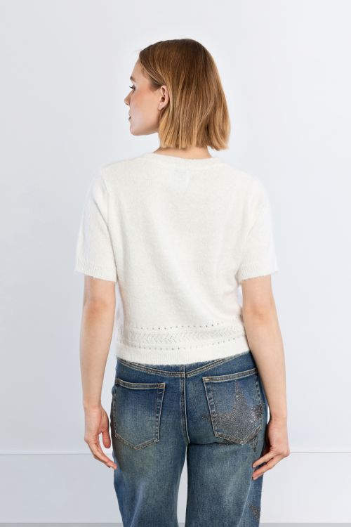 Short-sleeved knitted sweater, plain