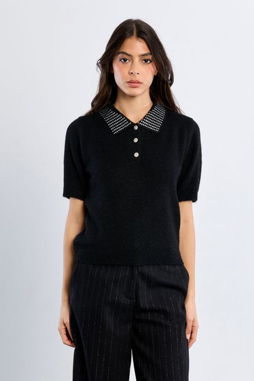 Polo en maille, strassé