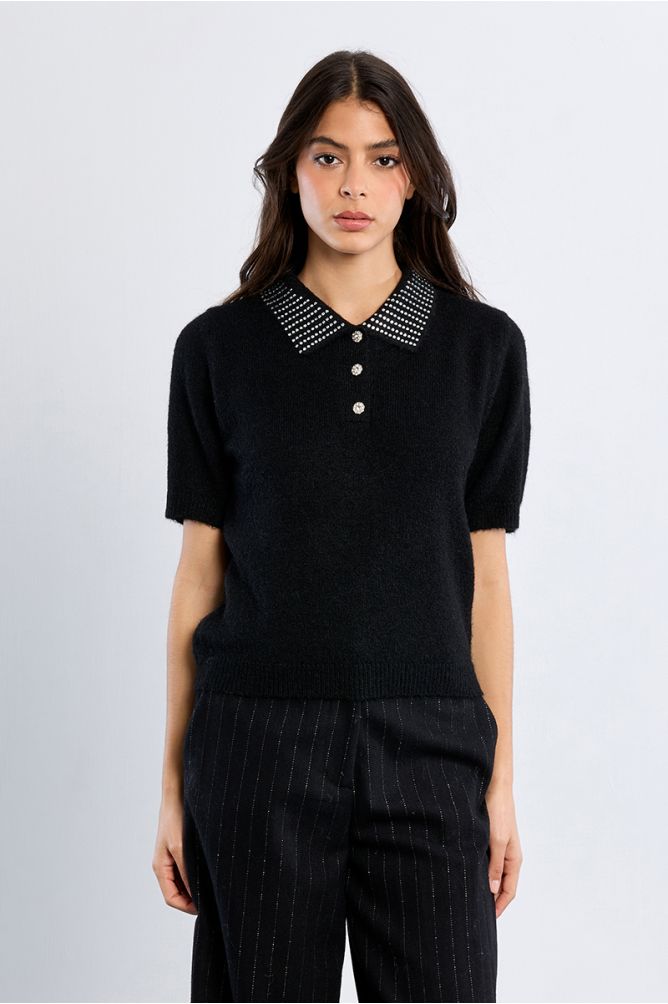 Polo en maille, strassé