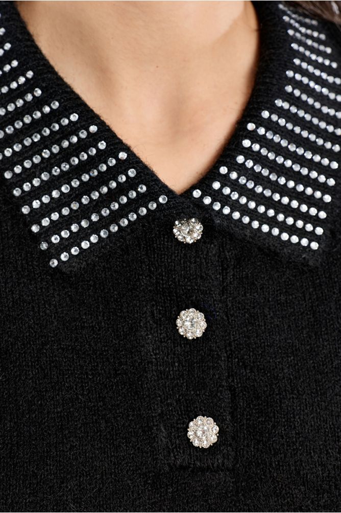 Jersey de manga corta detalle abalorios