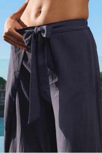 Wide waistband tie pants