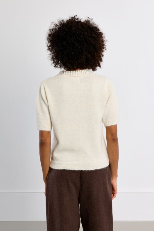 Knitted polo shirt, rhinestone