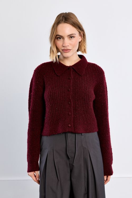 Buttoned cardigan, Preppy collar