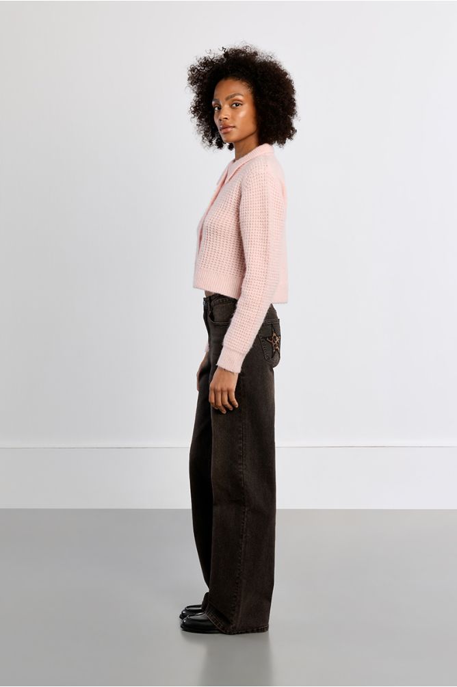 Cardigan boutonné, col Preppy