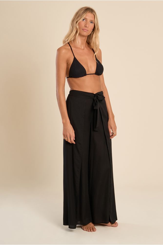 Pantalon large ceinture à nouer