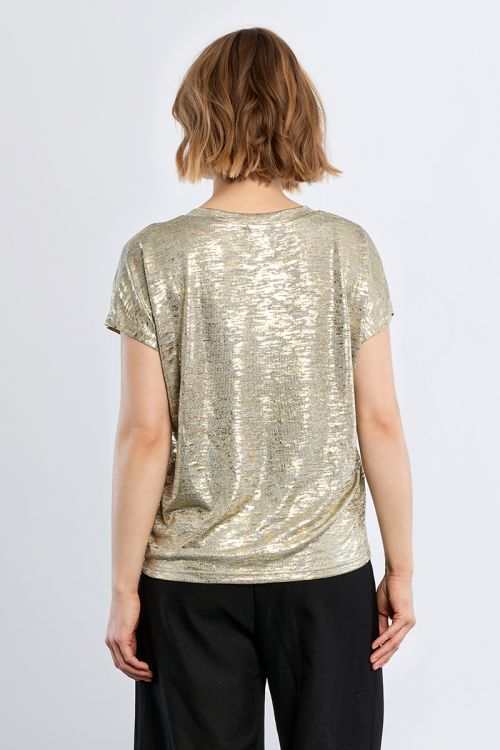 Camiseta de manga corta en tejido brillante