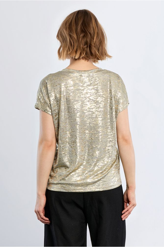 Camiseta de manga corta en tejido brillante