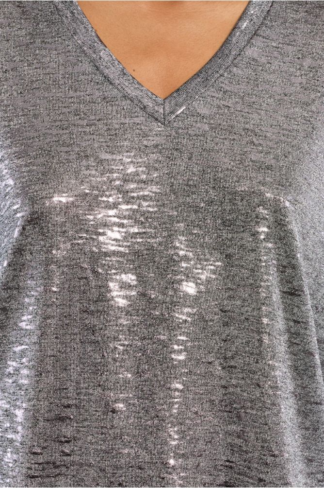 Camiseta de manga corta en tejido brillante