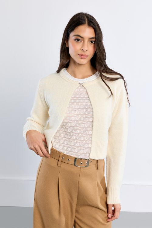 Cardigan ouvert en maille duveteuse