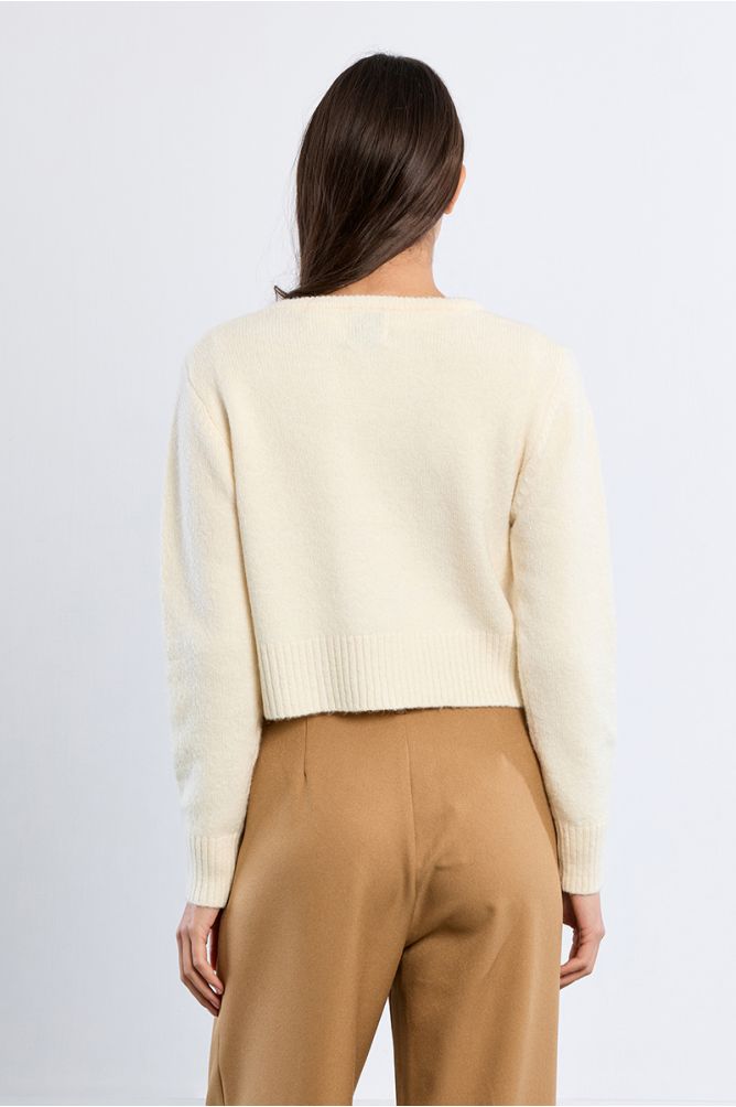 Cardigan ouvert en maille duveteuse