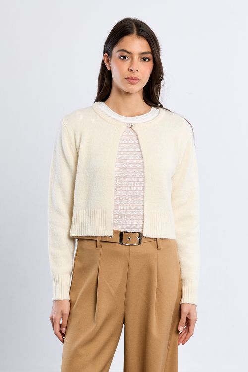 Cardigan ouvert en maille duveteuse