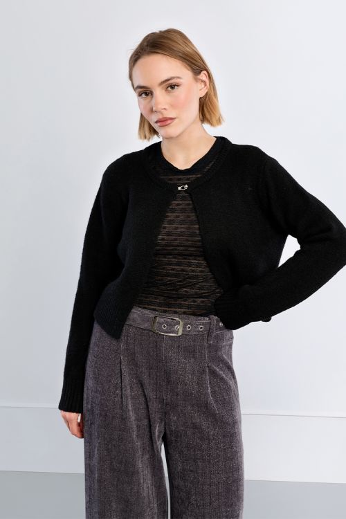 Cardigan ouvert en maille duveteuse