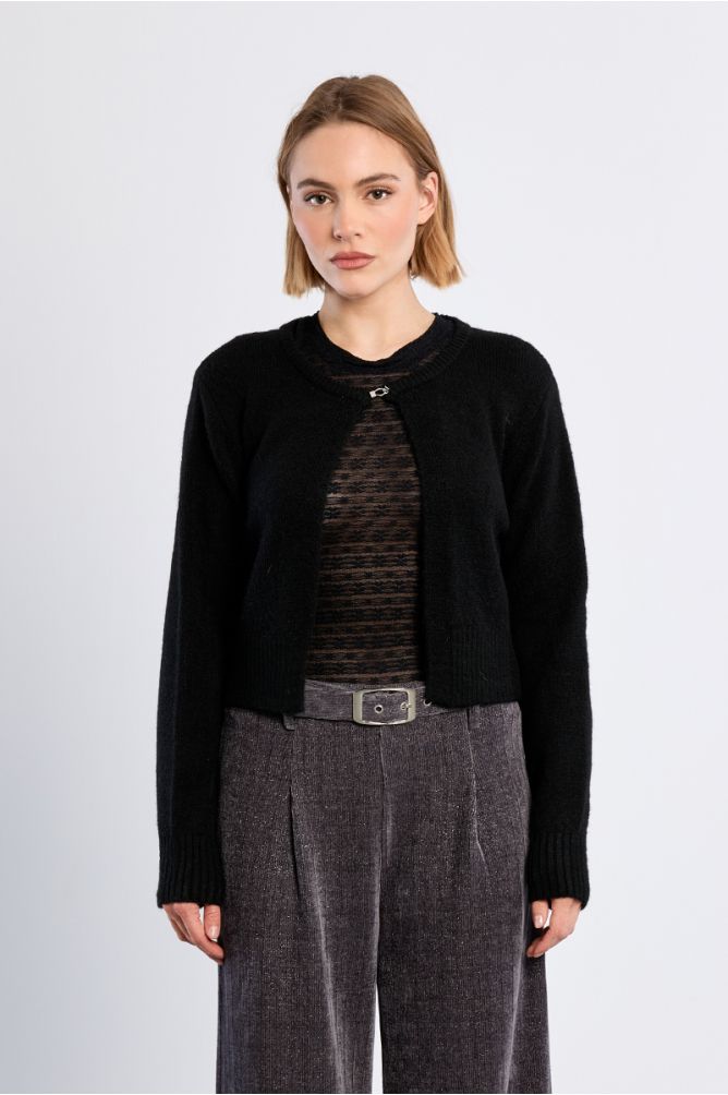 Cardigan ouvert en maille duveteuse